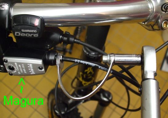 Using my special brake line spanner for Magura hydraulic brakes